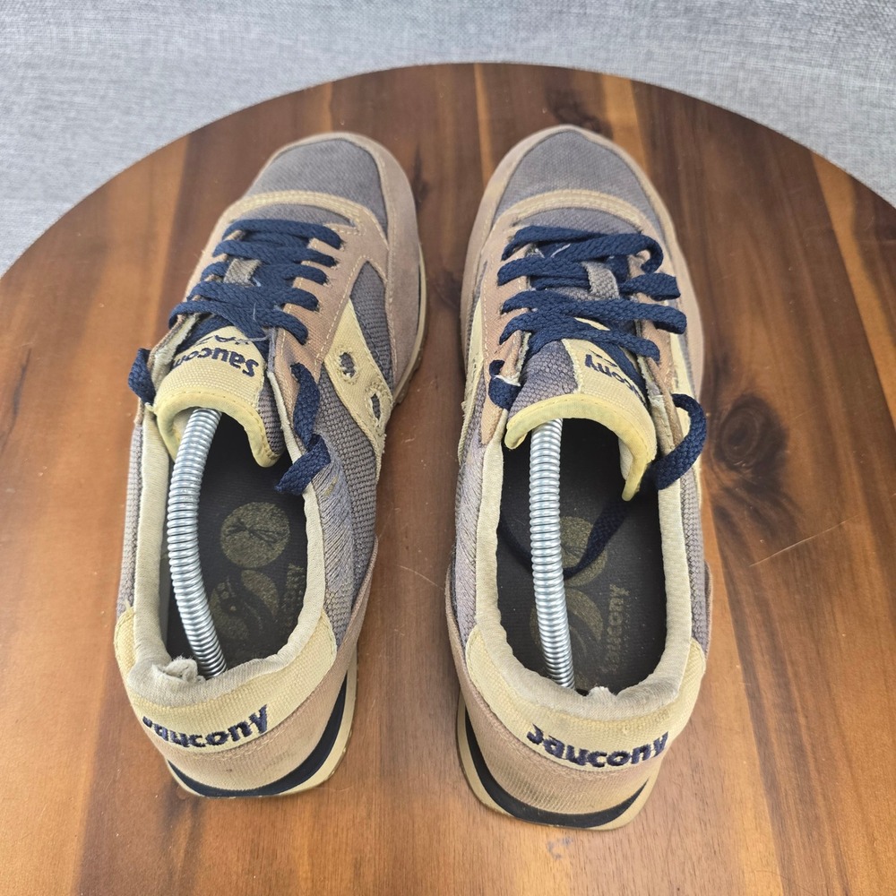 Saucony Jazz Low Pro Mens 10.5 Tan Grey Navy Textile Running Shoes 60687 - Picture 7 of 13